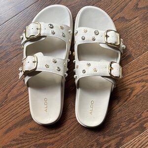 Aldo White Studded Sandals